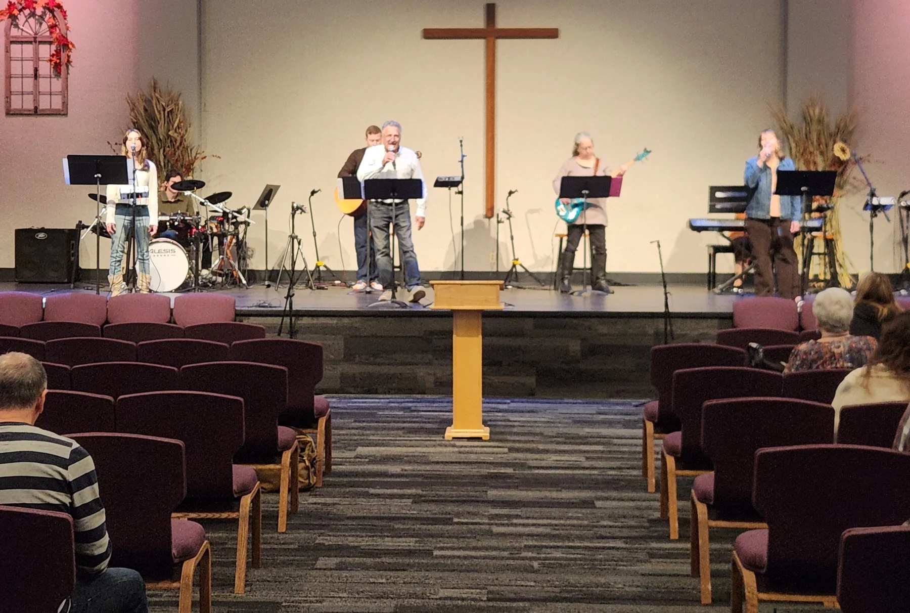 Pleasant View’s worship team leading the congregation in the church sanctuary